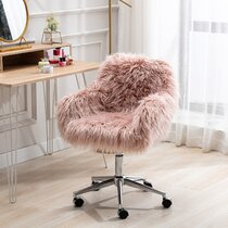 Details about   Faux fur Armless 360-degree Swivel Office Chair Makeup Vanity Rolling Seat White 