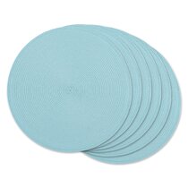 Mountain Line Drawing Qilmy Round Place Mats for Dining Table Mat Heat-Resistant Placemat Circle for Kitchen/Party 15.4 Blue