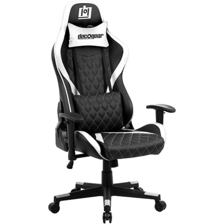 White Foam Gaming Computer Chair with Hydraulic Seat Adjustment 360-Degree  Spin, Rolling Caster Wheels