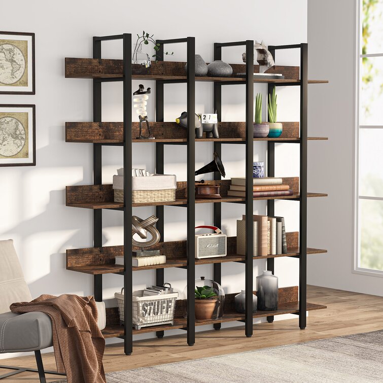 5Tier Bookcase 70"H Vintage Industrial Bookshelf for Home Office Decor Display 