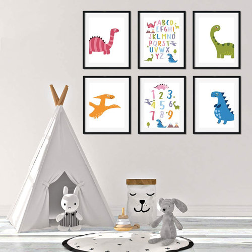 Harriet Bee Destry Colorful Dinosaurs Alphabet Numbers 6-Piece Set ...