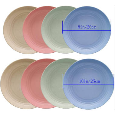 4pcs Wheat Straw Degradable Healthy BPA Free Unbreakable Dinner Plates Dinnerware Dishes Set 6 Round Plate Tableware Plate for Toddler Baby Kids 