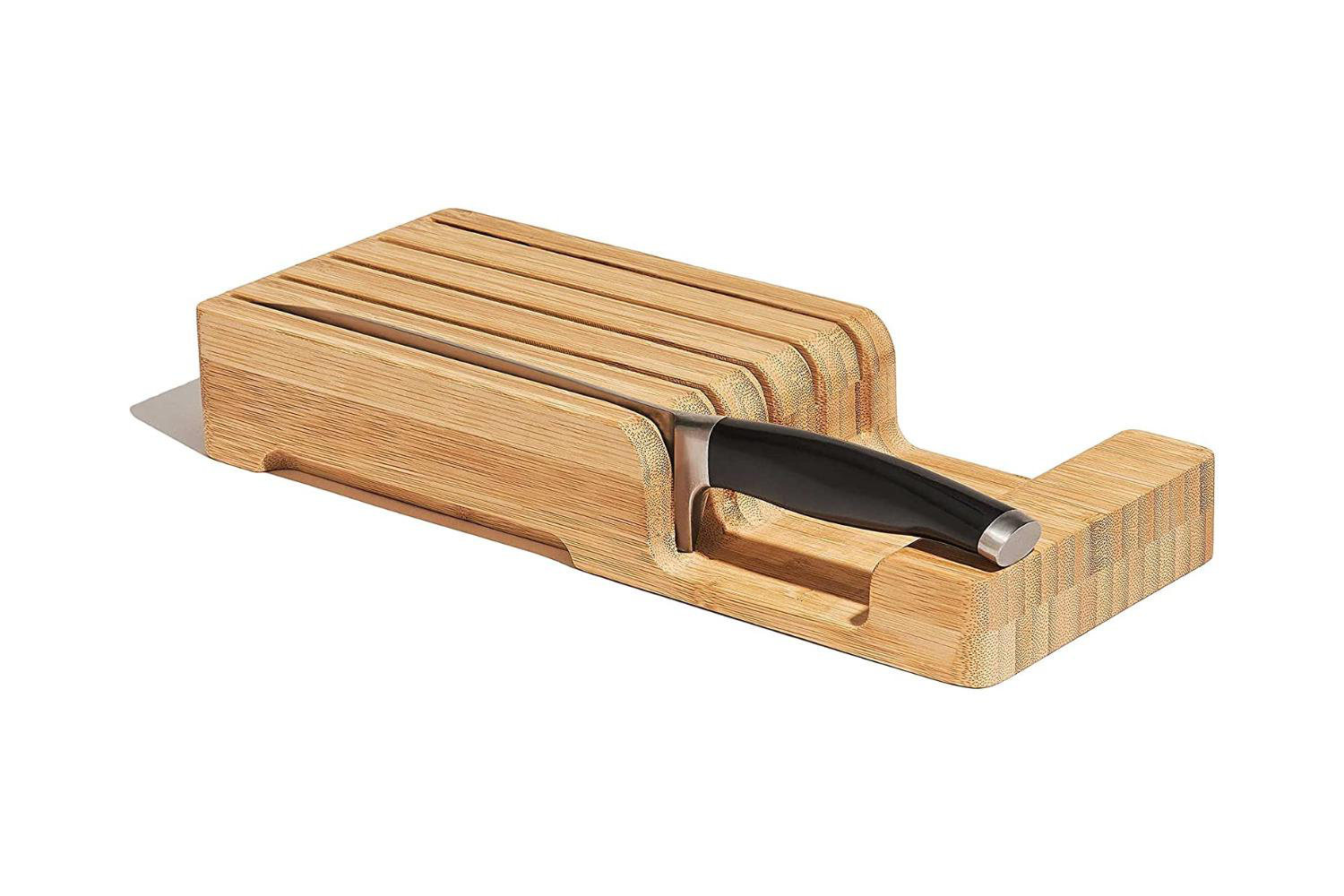 Fish hunter Bamboo Knife Block And InDrawer Storage, Display Stand And Organizer, Holds To Five
