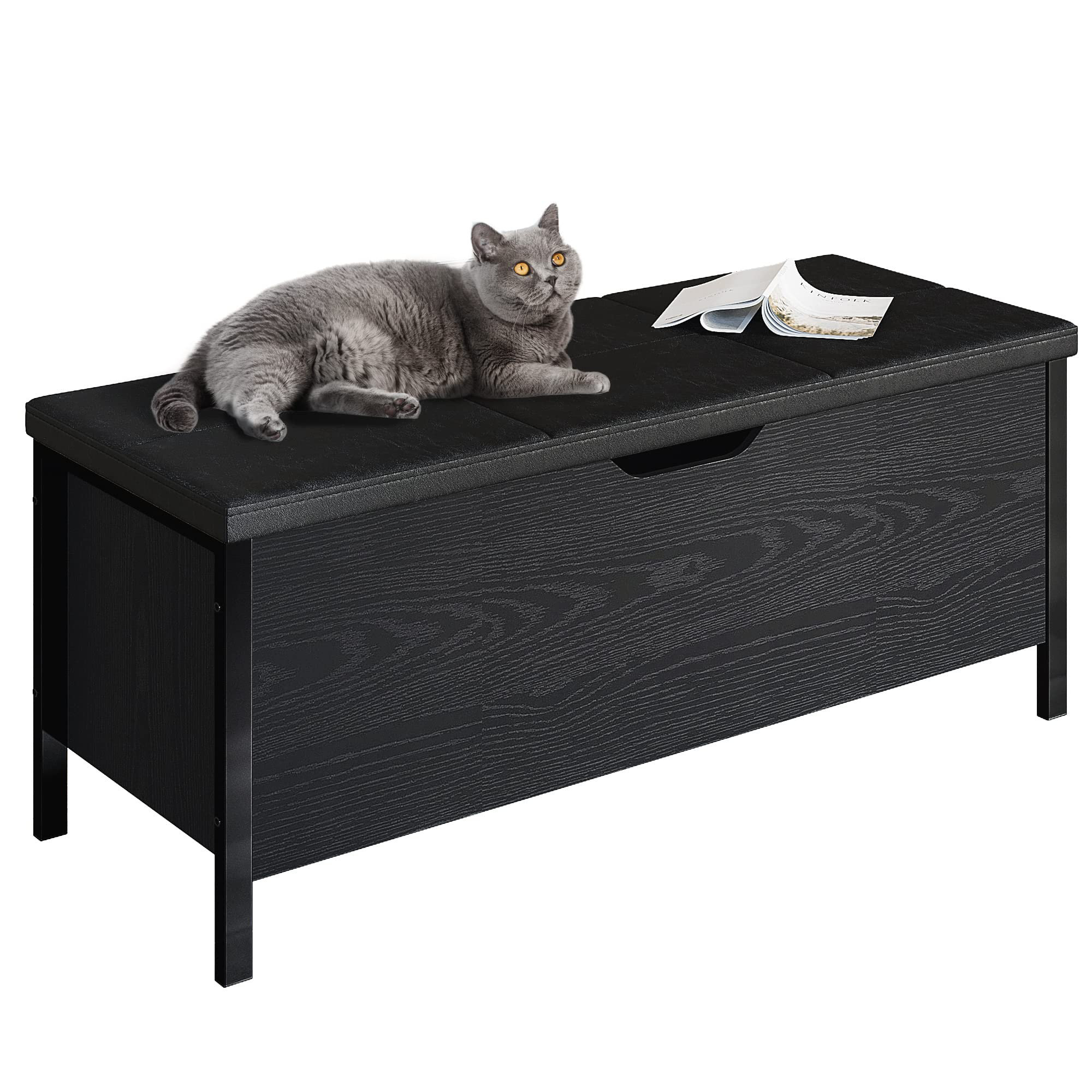 Hokku Designs Madilee Storage Ottoman Bench, 43 Inch Wooden Storage