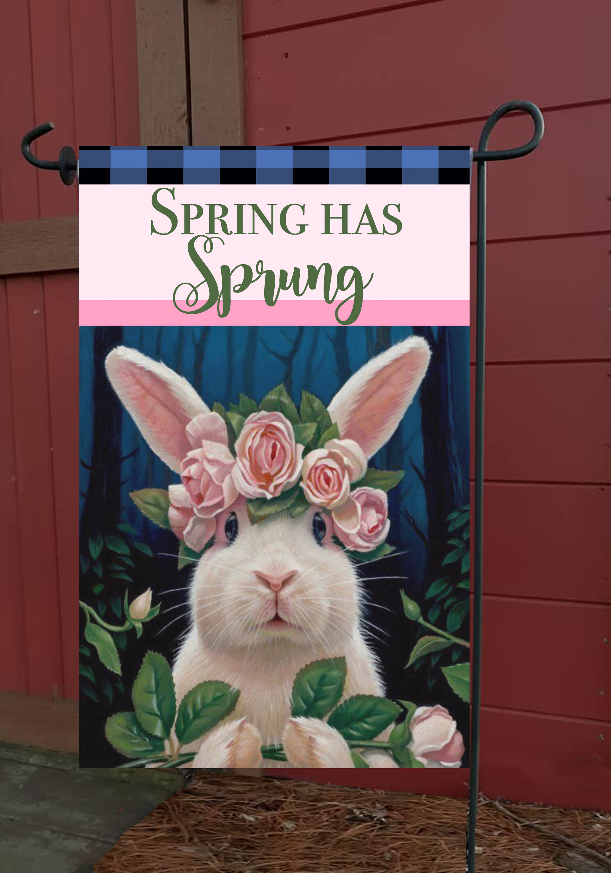 Spring Has Sprung Rabbits House Flag Floral Bunnies Tulips 28" x 40" 