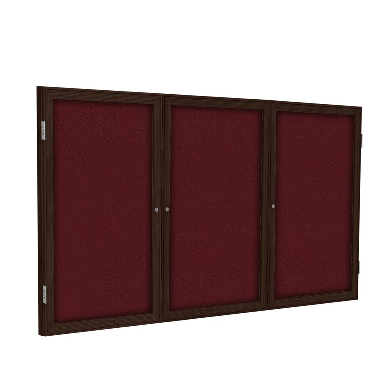Oak Size Beige 2 Door Enclosed Bulletin Board Surface Color Frame Finish 3 H x 4 W 