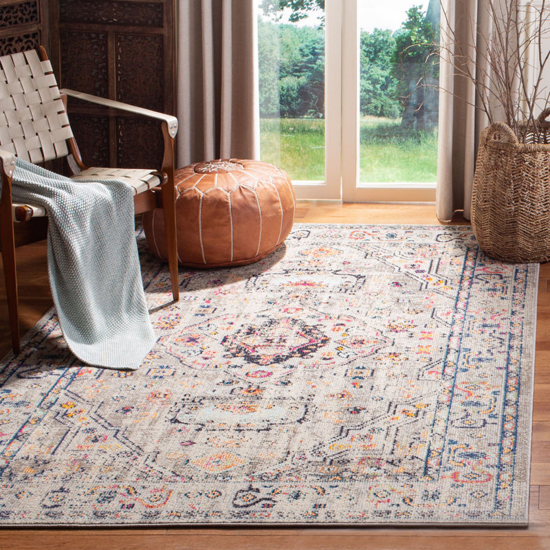Langley Street Felty Performance Gray/Blue/Orange Rug & Reviews | Wayfair