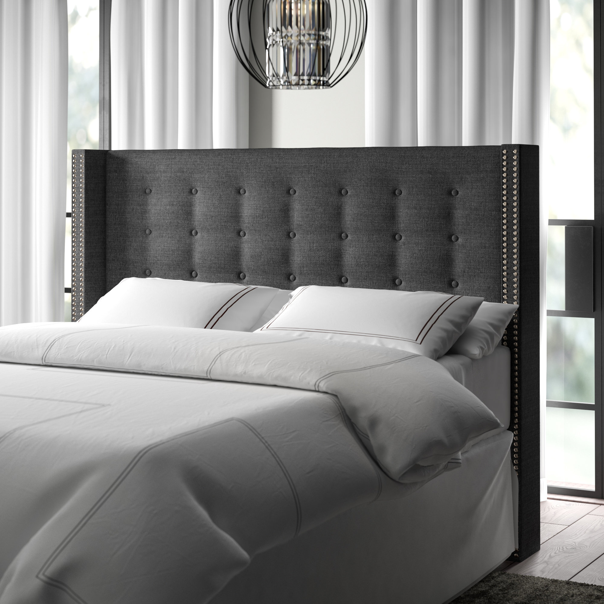 Gray Wingback Headboard