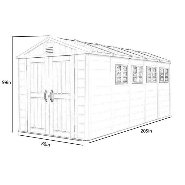 7 ft. W x 17 ft. D Resin Portable Storage Shed