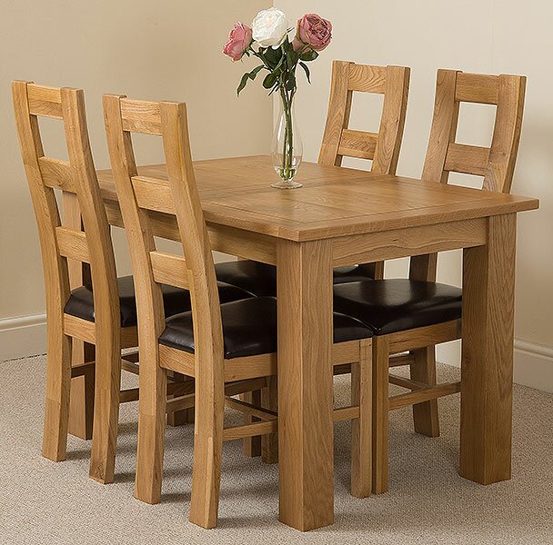 Riback Kitchen Dining Set with 4 Chairs brown