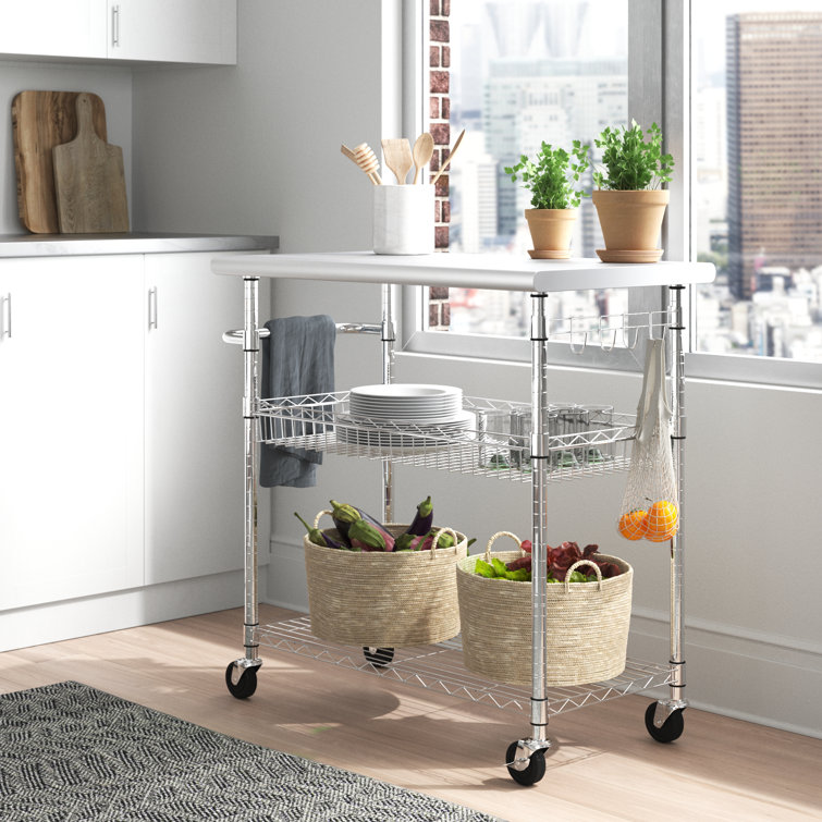 The Twillery Co. Miriam 38.62'' Kitchen Cart with Stainless ...