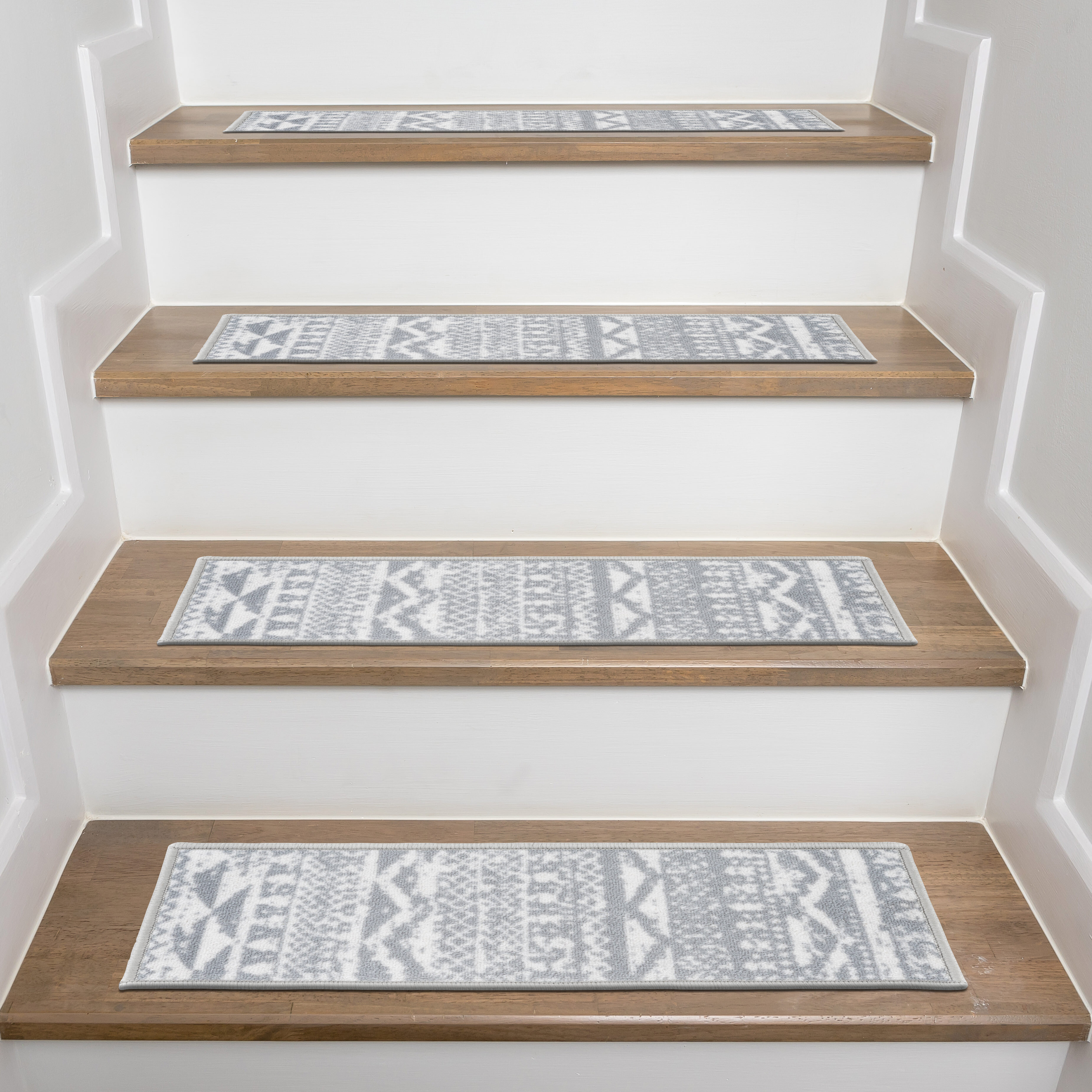 Dakota Fields Contemporary Geometric Non-Slip Gray Stair Tread ...