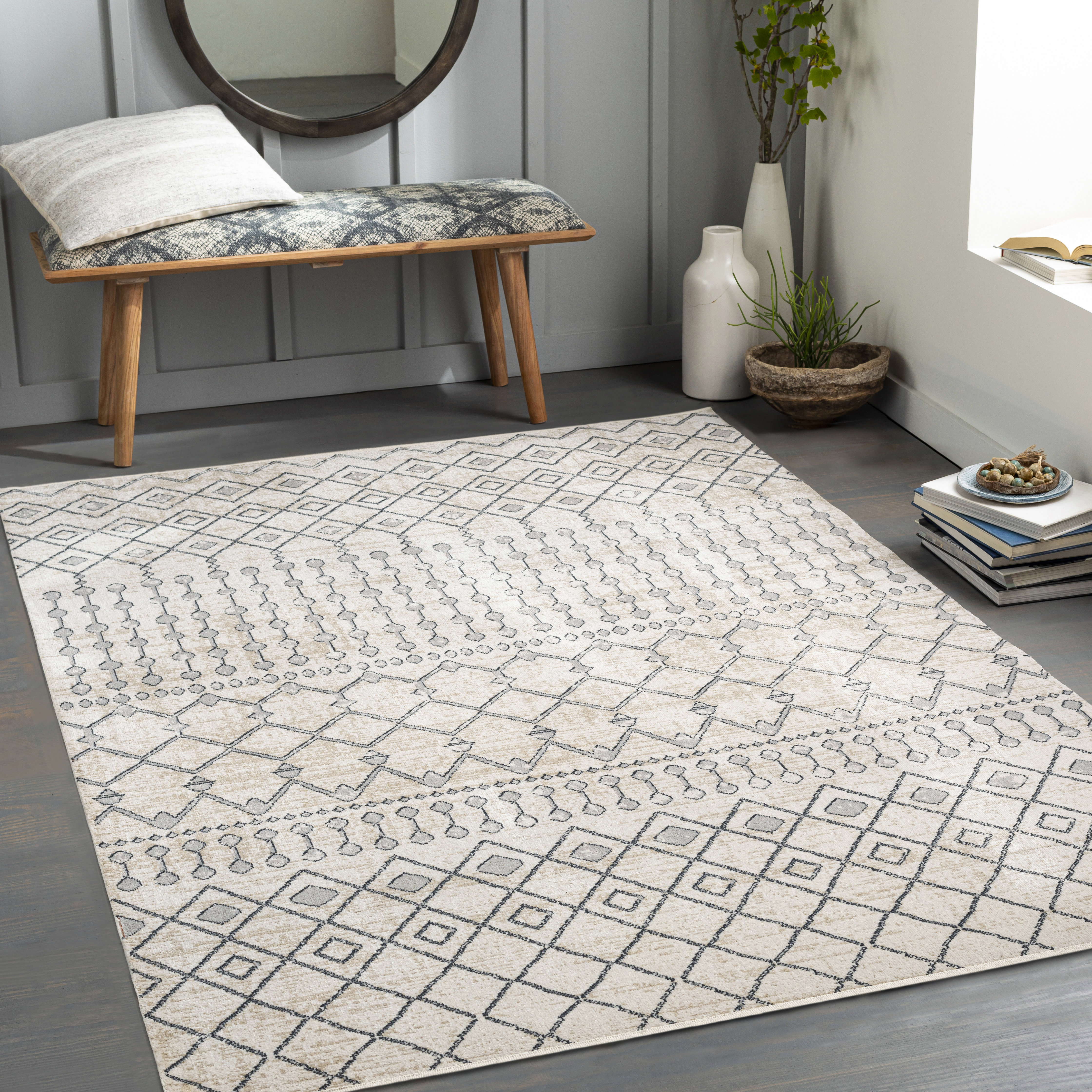 Foundstone™ Lyles Power Loom Performance Gray/Black/Beige Rug & Reviews |  Wayfair