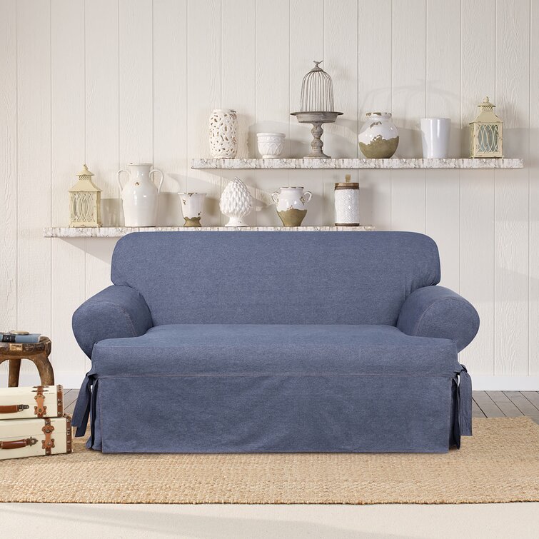 Sure Fit Designer Twill SOFA  Slipcover 1PC Box Style Seat Cushion  Navy Blue 