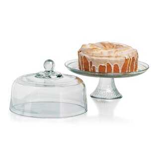 Cake Stand Footed Glass With Dome Clear Lead Free Multifunctional Design 