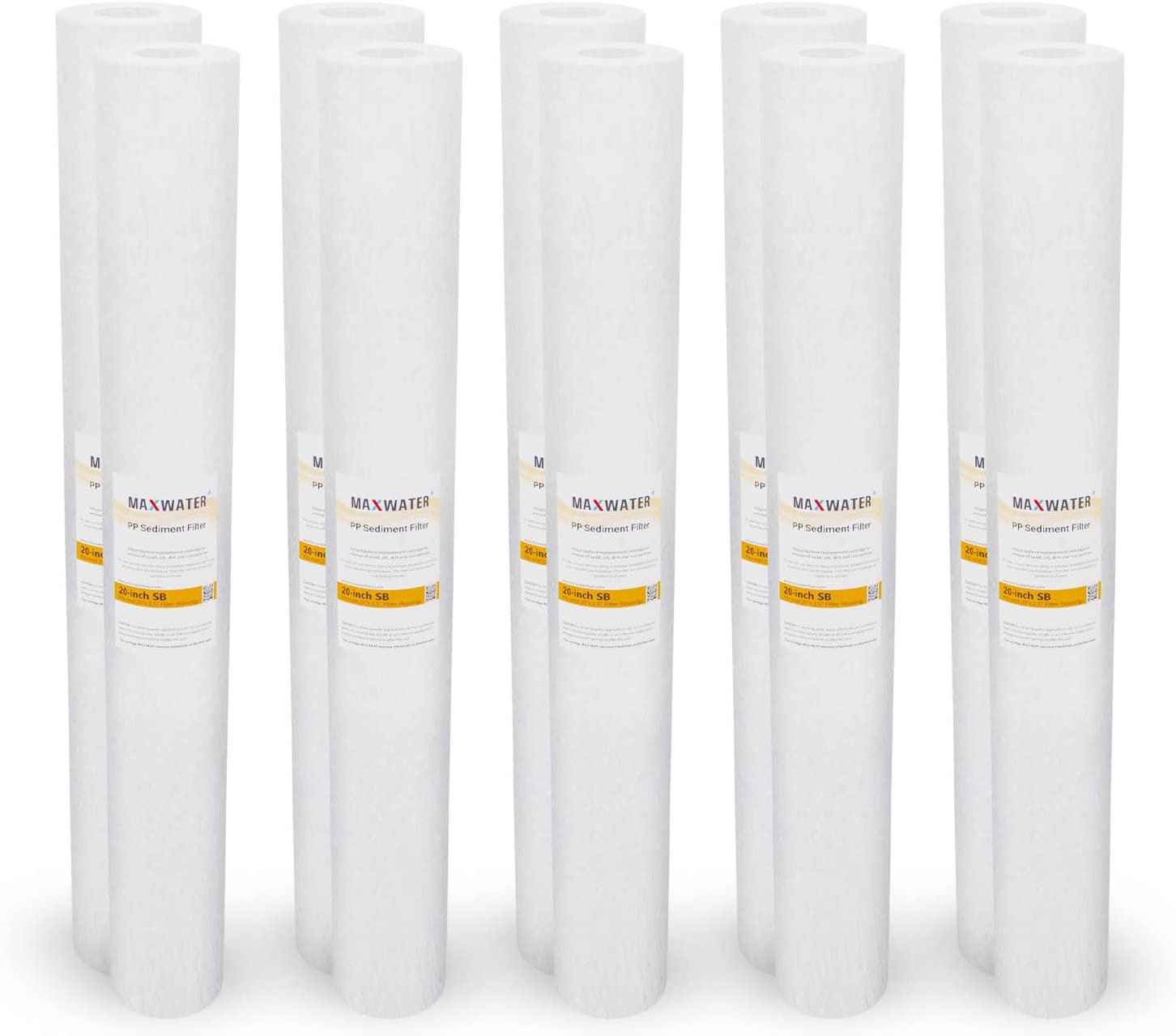 Sediment Wasserfilter PUREPLUS 5 Mikron Sedimentfilter - 6 Stück Ersatzkartuschen 25,4x6,3cm 5 Mikron Filter