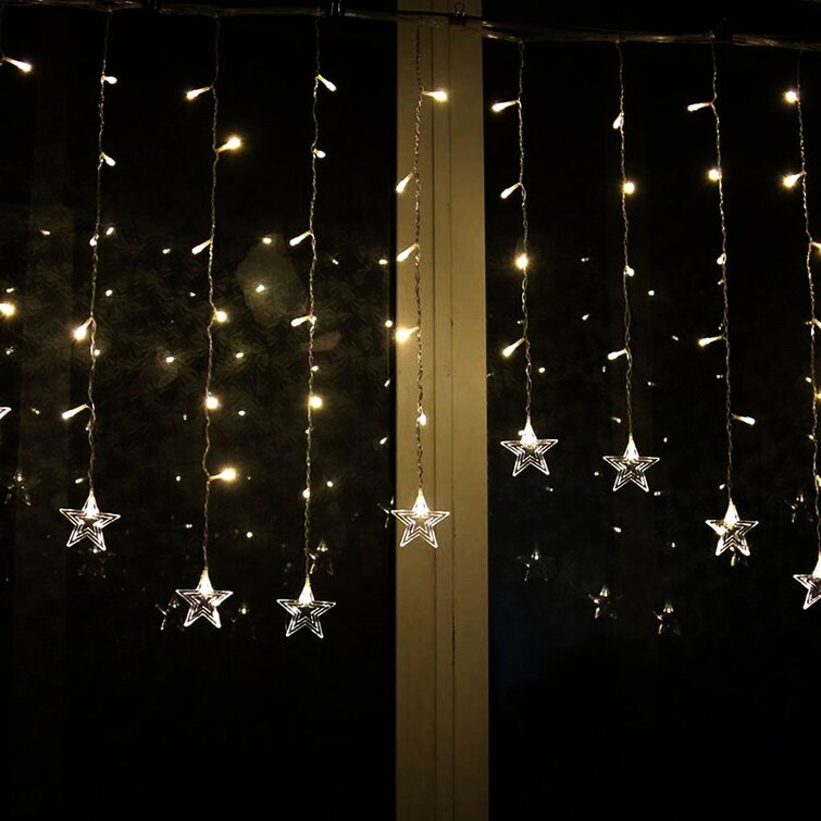 96 LED Snowflake Curtain Fairy String Lights Christmas Party Festival Home Decor 