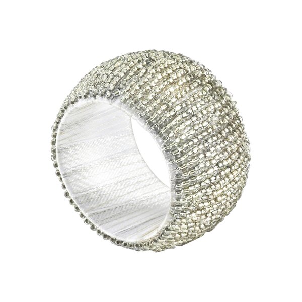 Details about   Set of 4 Silver Glass Beaded Napkin Rings Holders Celebrations Holiday Christmas 