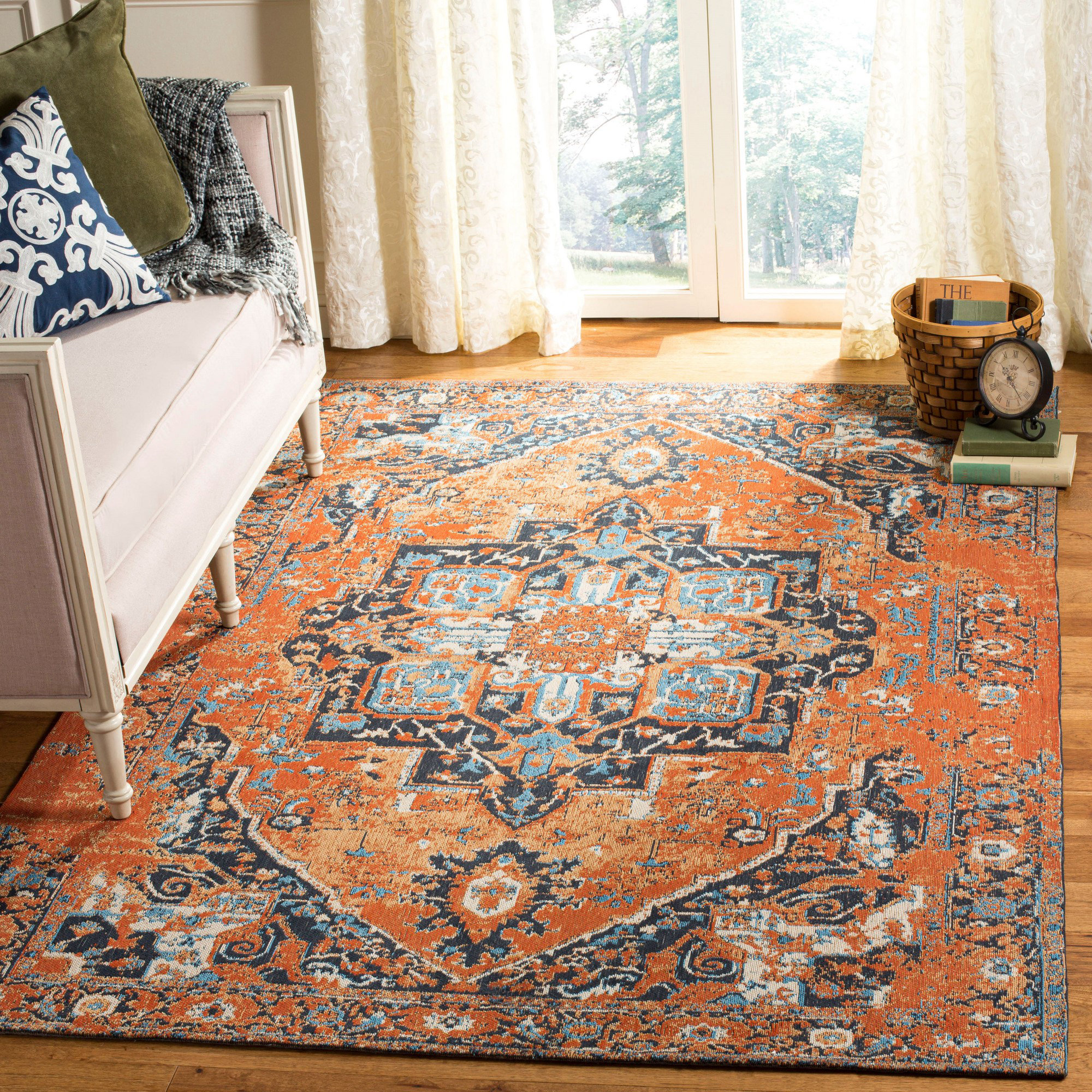 Bungalow Rose Chenault Oriental Orange/Navy Area Rug & Reviews Wayfair