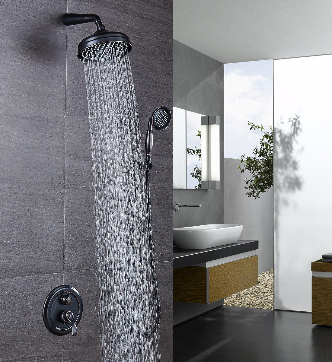 ELLO&ALLO Rainfall Volume Control Complete Shower System with Roughin