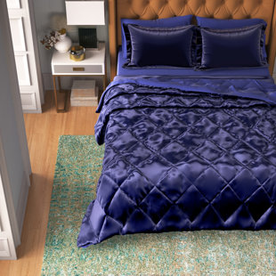Hotel Collection Quadre Blue California King Bedskirt Dusk navy blue MSRP $120 
