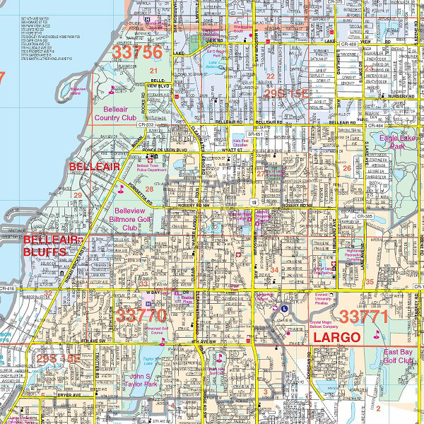 Universal Map Laminated Ra-Pinellas County FL Wall Map, 72" x 54" | Wayfair