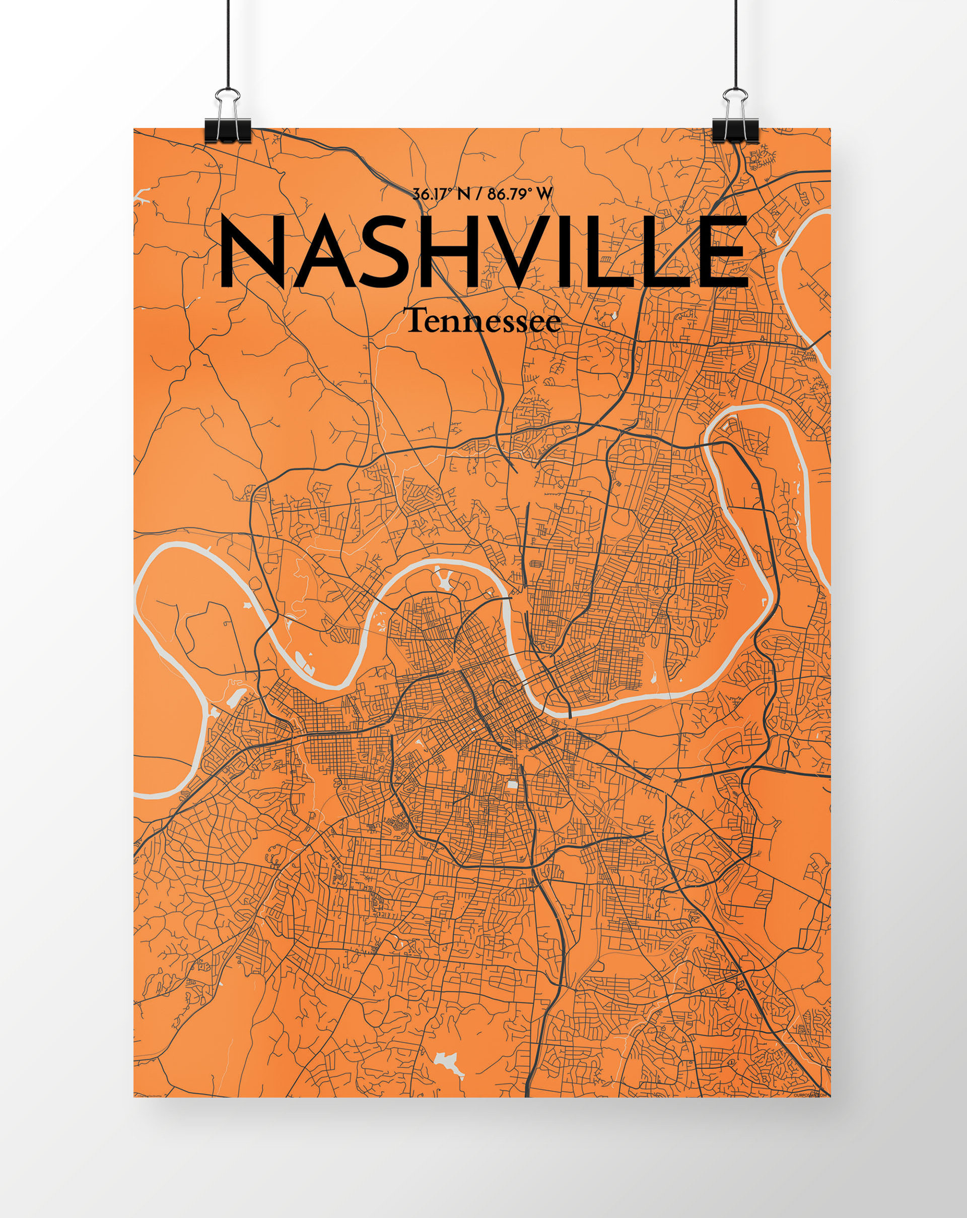 Wrought Studio Nashville City Map Unframed Graphic Art Wayfair