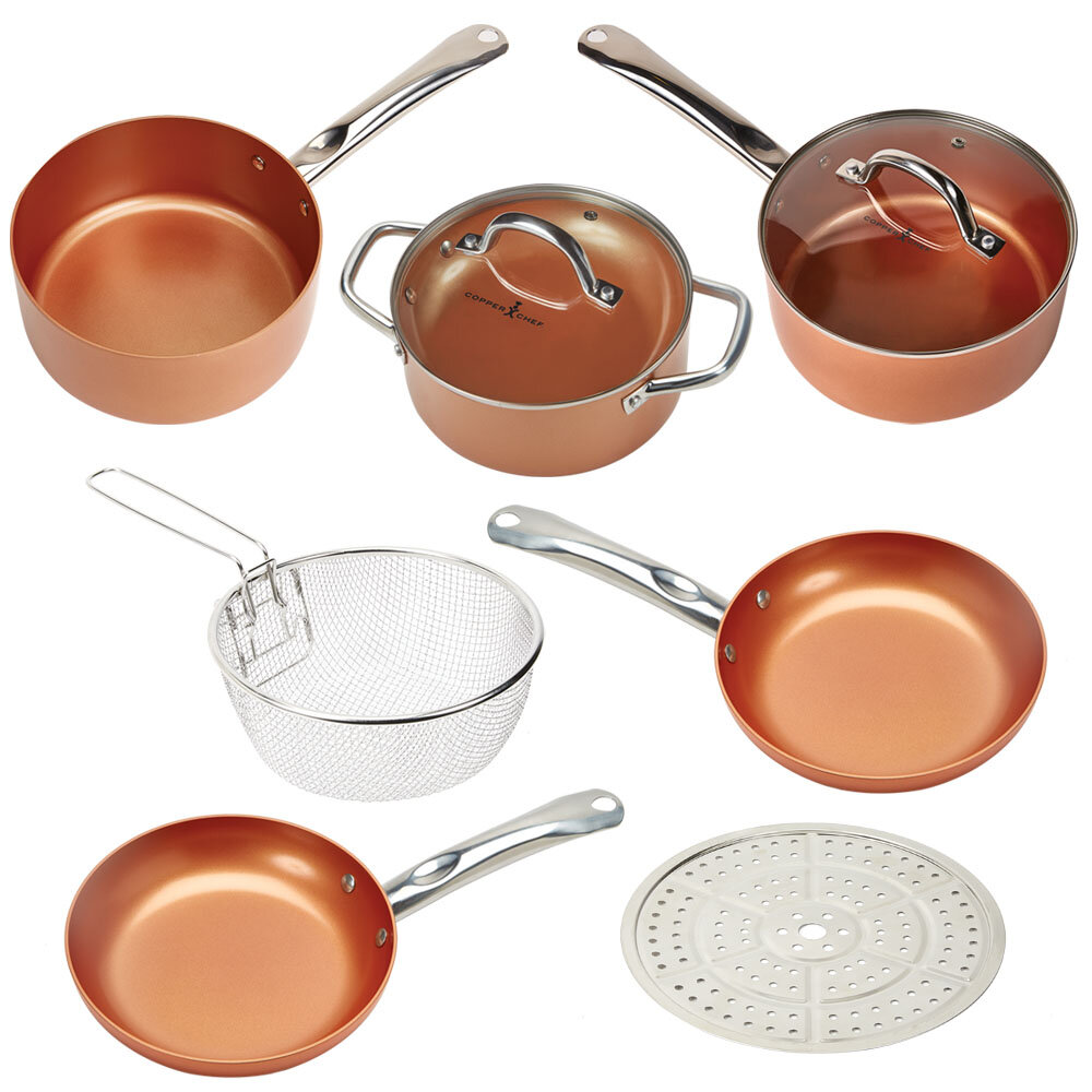 9 Pcs Wok Fry pan Tope Saucepan Bowl & Spoon Details about   Pigeon Neo Copper Cookware Set 