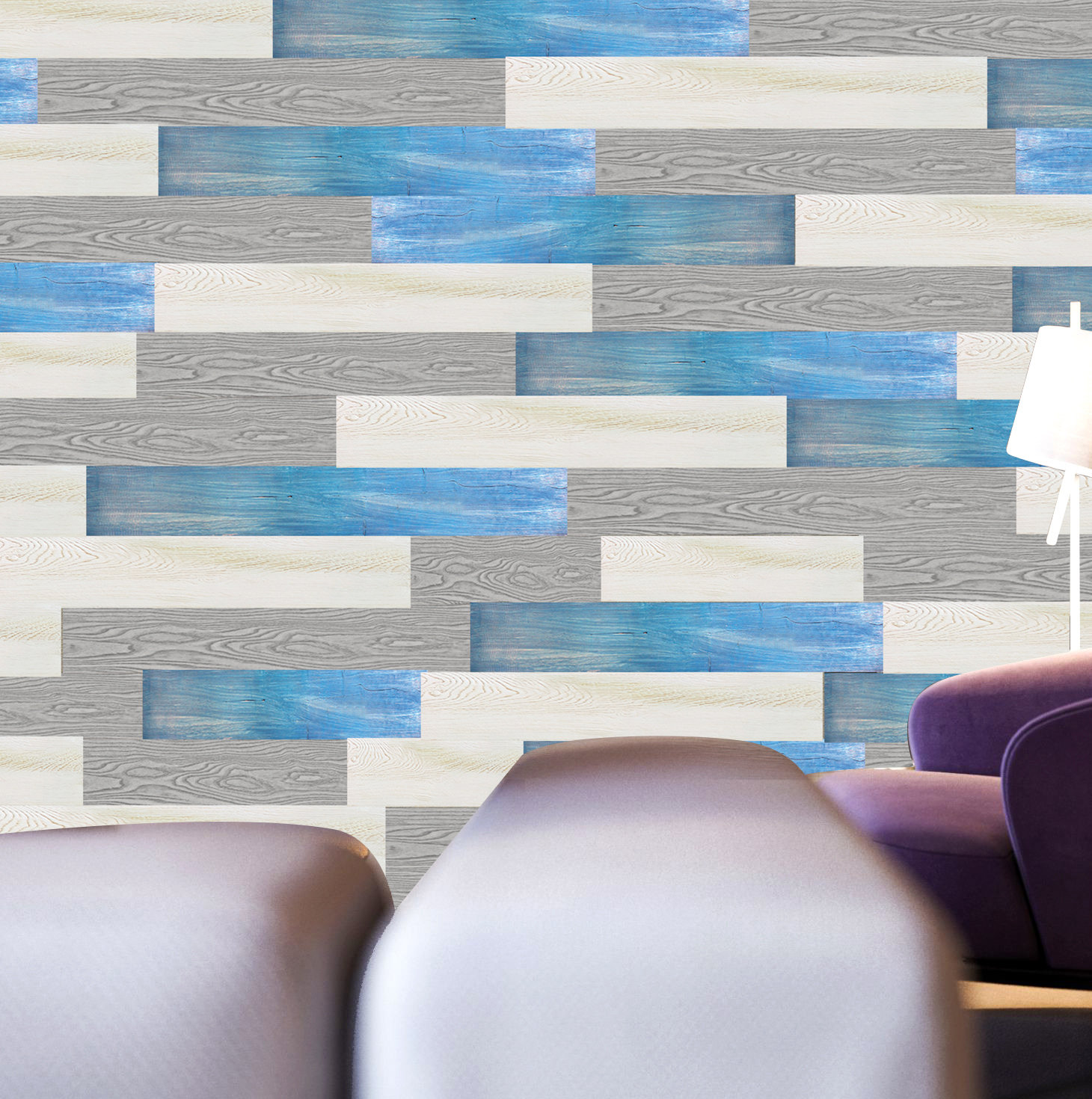 eJoy 5" x 47" Reclaimed Peel and Stick Engineered Wood Wall Paneling