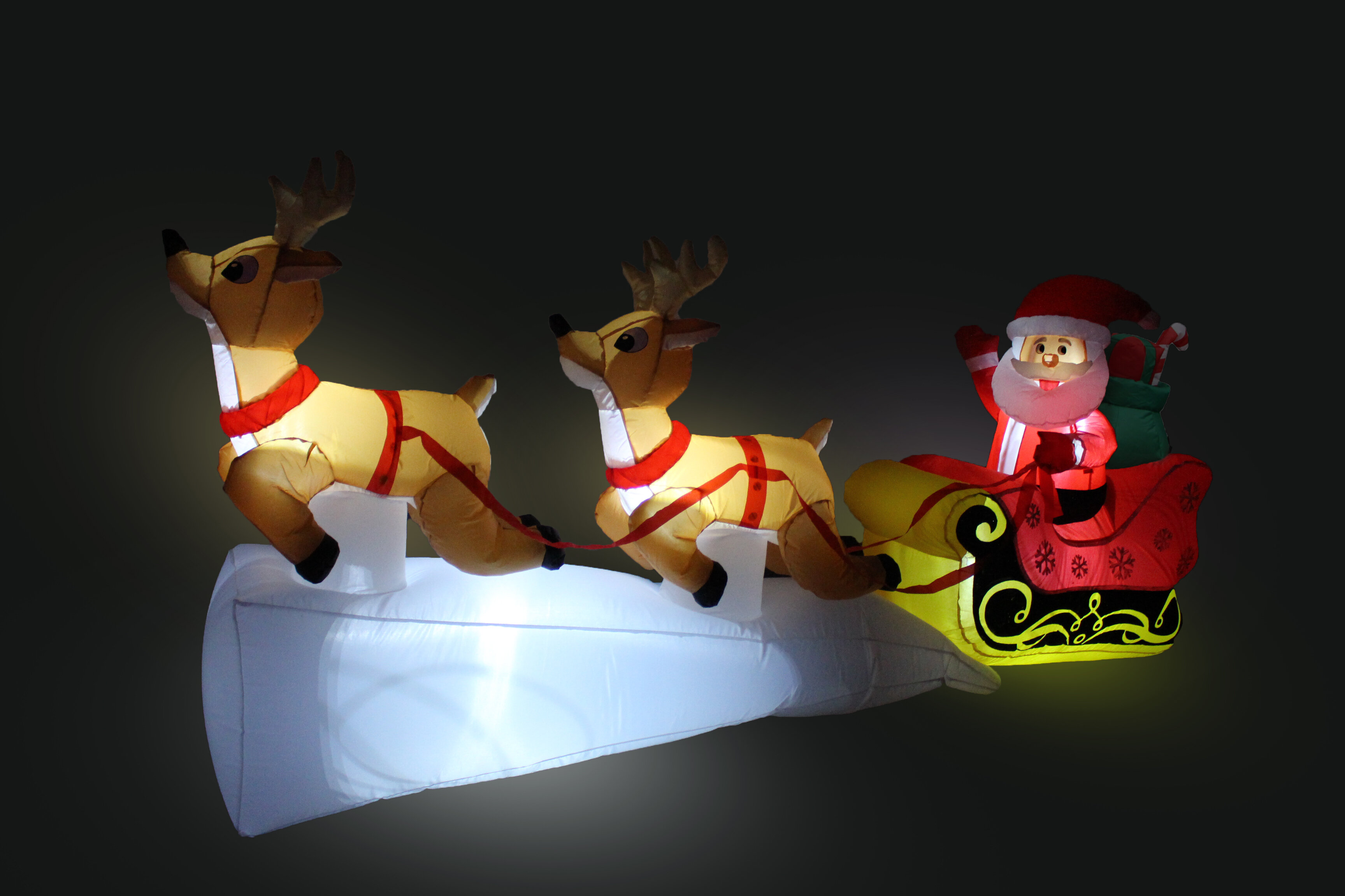 The Holiday Aisle® Santa Claus Reindeer Sleigh Christmas Inflatable &  Reviews | Wayfair