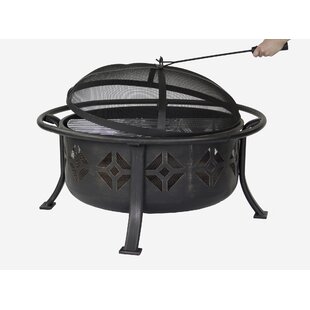 Thorn 22.38'' H x 36'' W Steel Wood Burning Outdoor Fire Pit with Lid