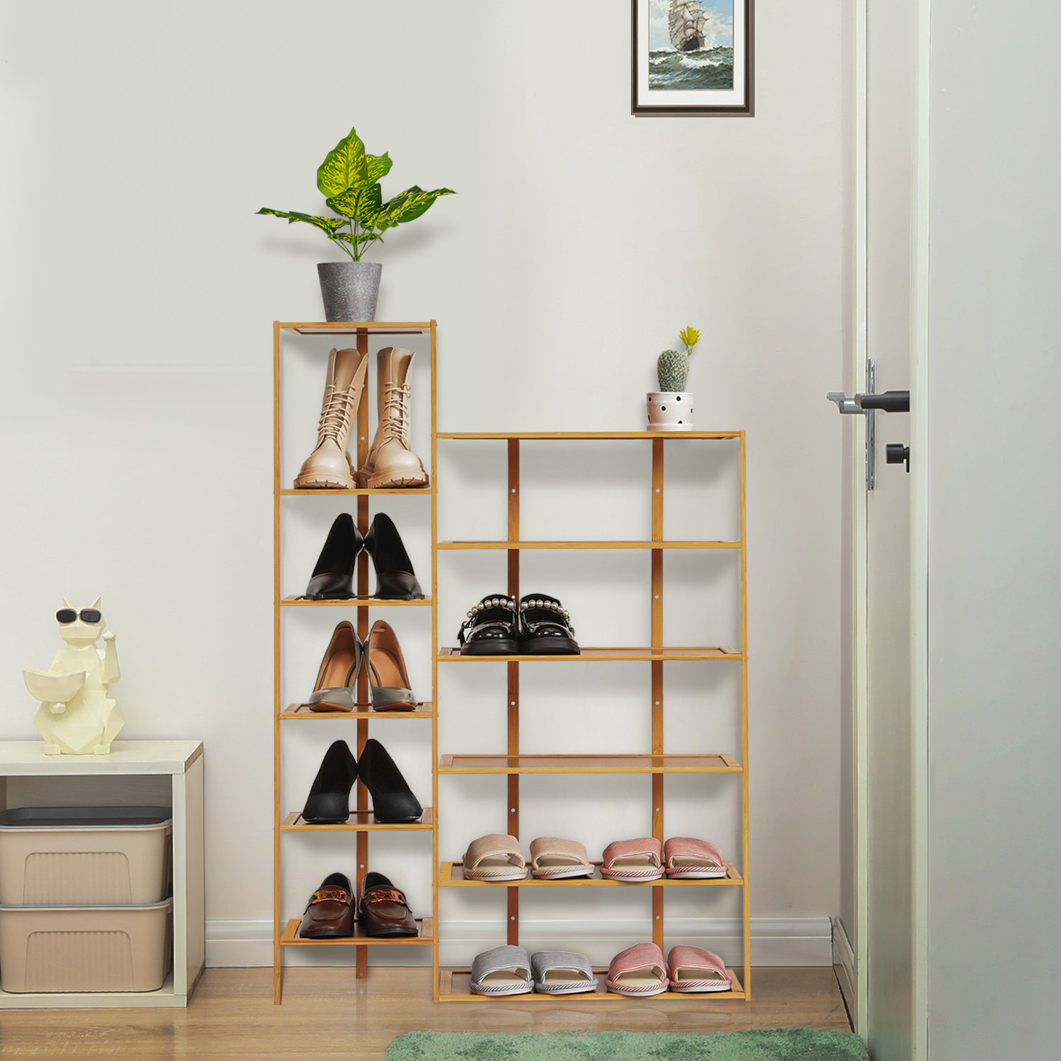 HOMCOM Étagère à chaussures à 3 niveaux porte-chaussures en bambou 9 paires de chaussures 76 x 33 x 51 cm naturel | France HOMCOM Étagère à chaussures à 3 niveaux porte-chaussures en bambou 9 paires de chaussures 76 x 33 x 51 cm naturel | France