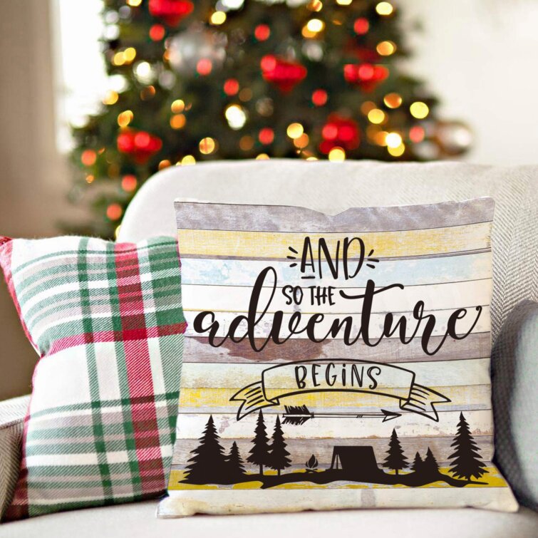 Festive Caravan Cushion Cover Christmas Personalised Home Xmas Camping Gift 