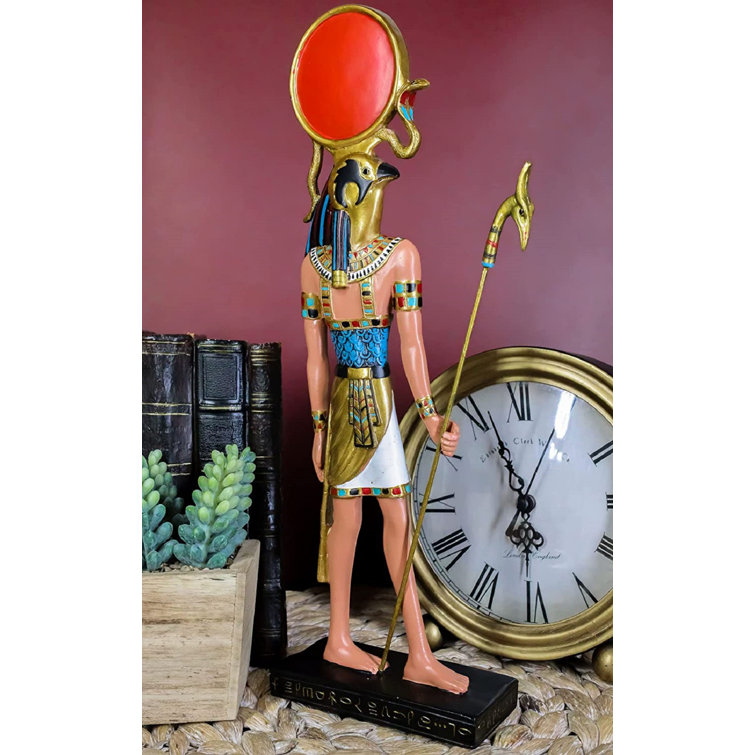 Bungalow Rose Egyptian God of the Sky And Sun Horus Ra with Uraeus Sun Disc  Statue | Wayfair