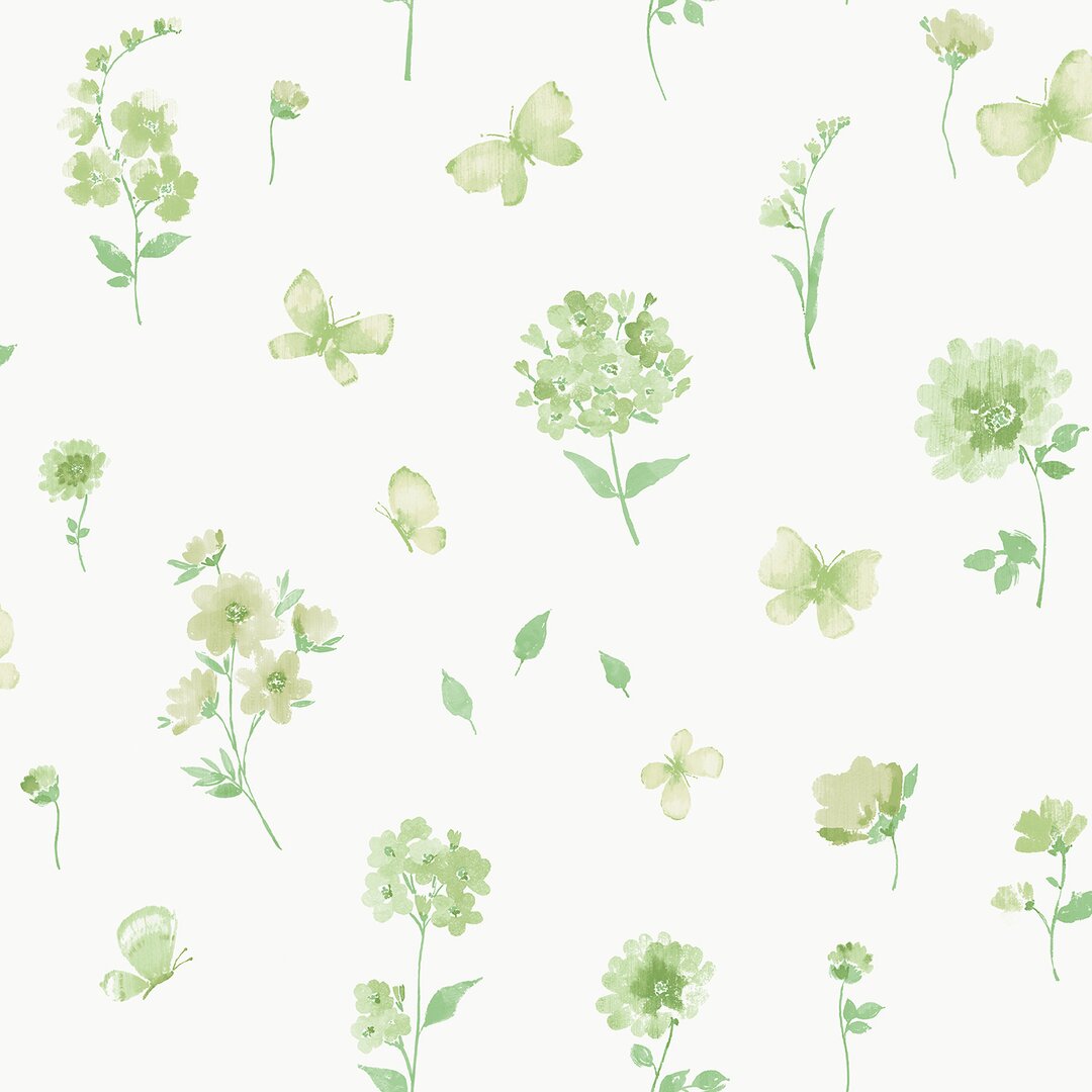 Watercolour Dropping 10m L x 53cm W Floral and Botanical Roll Wallpaper white