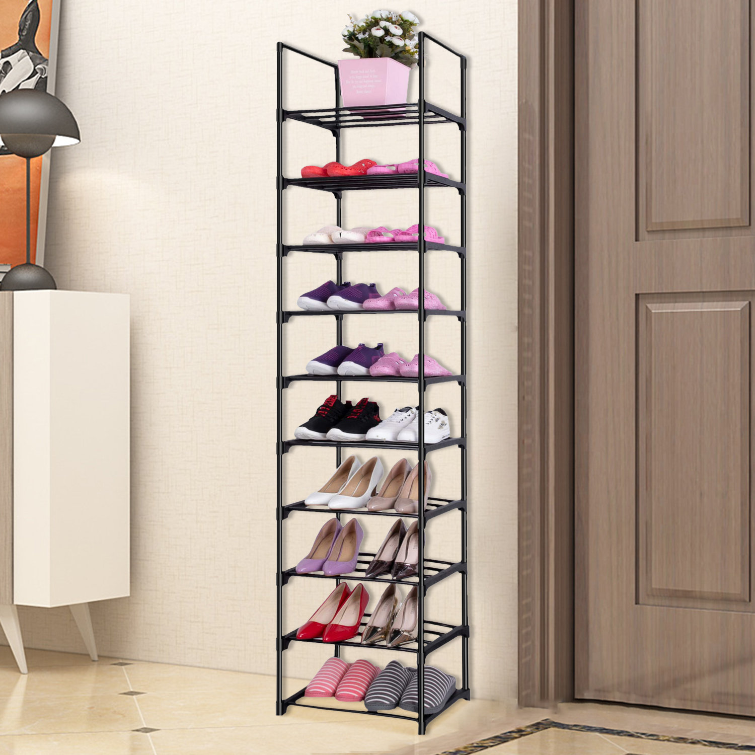 Rebrilliant Shoe Rack, Sturdy Metal Shoe Rack Organizer,Narrow Shoe Rack,Shoe Racks For Closets