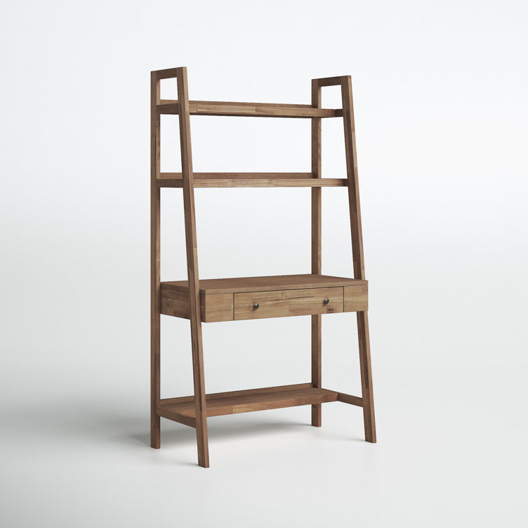 Henley Newton Brown Wall Desk with Drawer and Open Storage