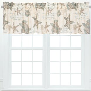 Coastal Nautical Tropical Beach Valance With Sea Shells In White And Coral 