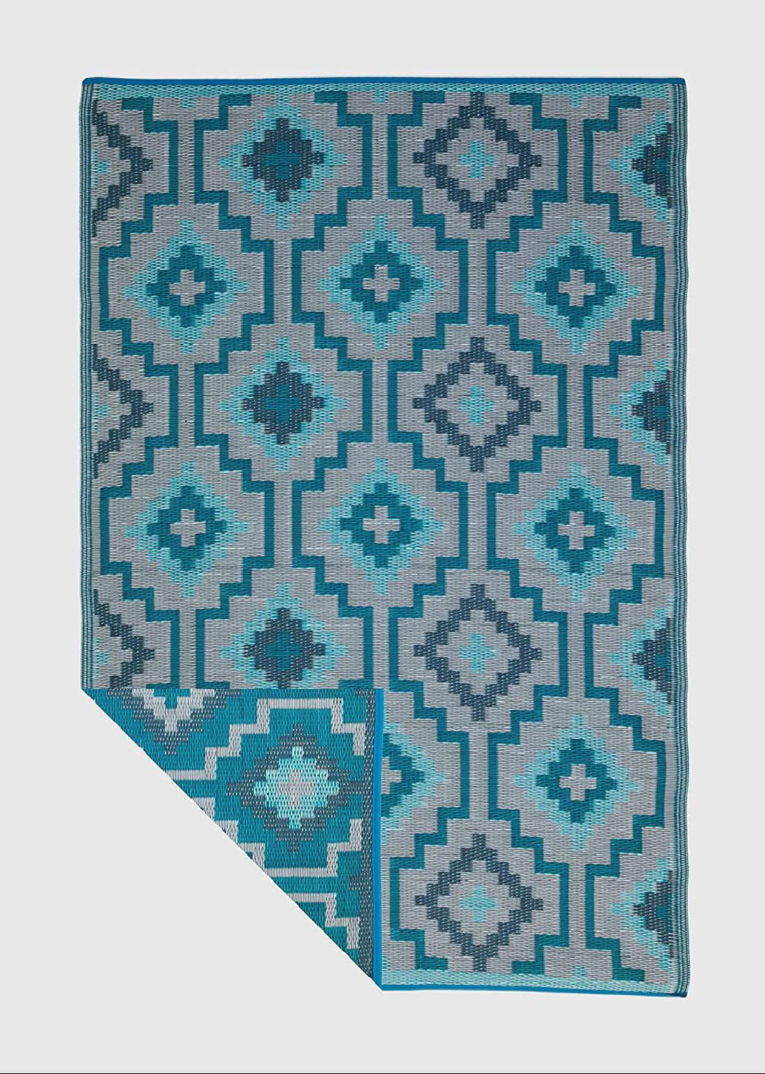Union Rustic Areyonna Plastic Teal Indoor/Outdoor Rug Wayfair