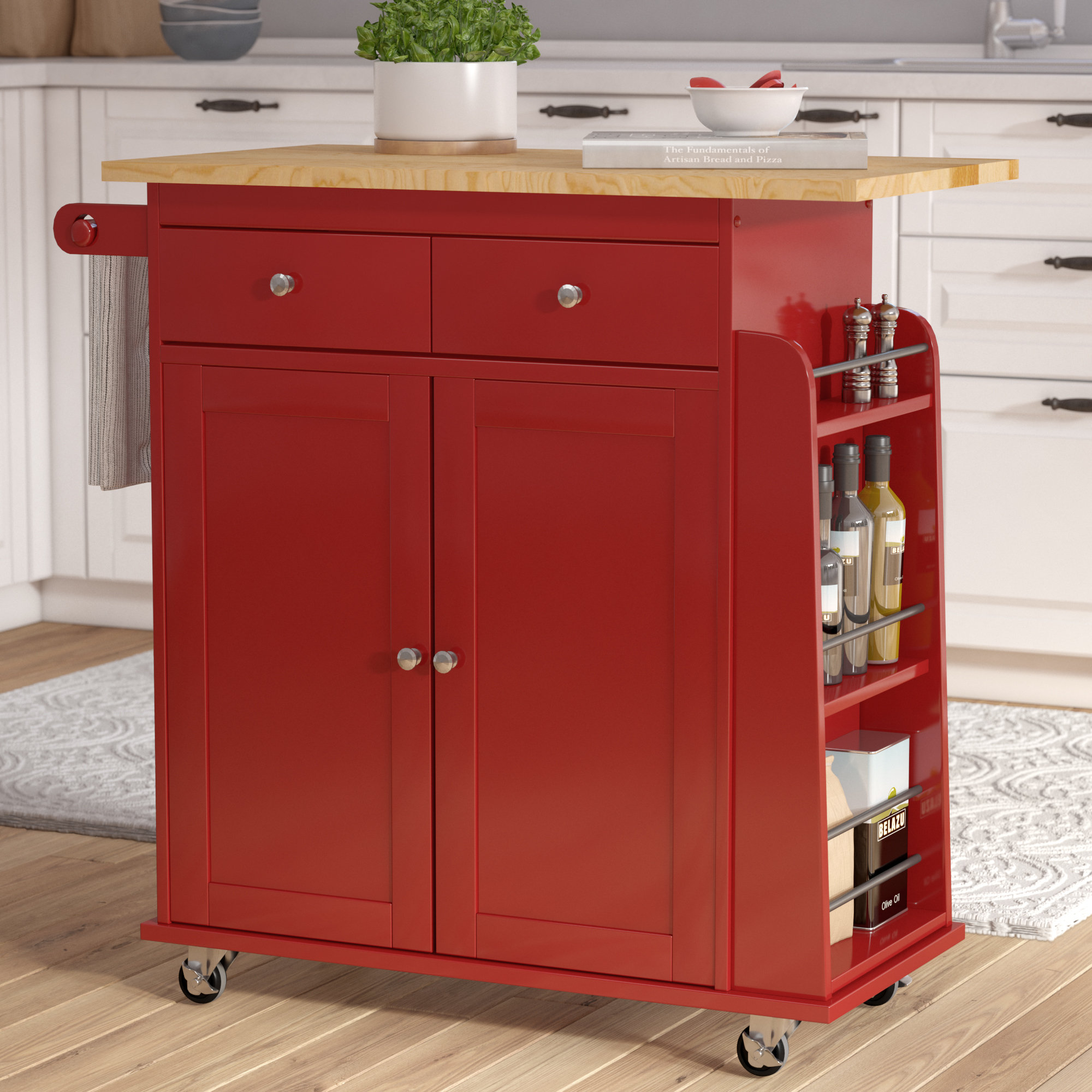 Alcott Hill® Ferraro Wood Kitchen Cart & Reviews Wayfair