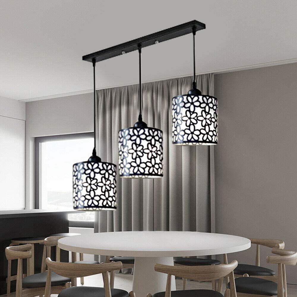 Modern Industrial 1 or 3 Head suspended Ceiling Pendant Light Fitting Shade 