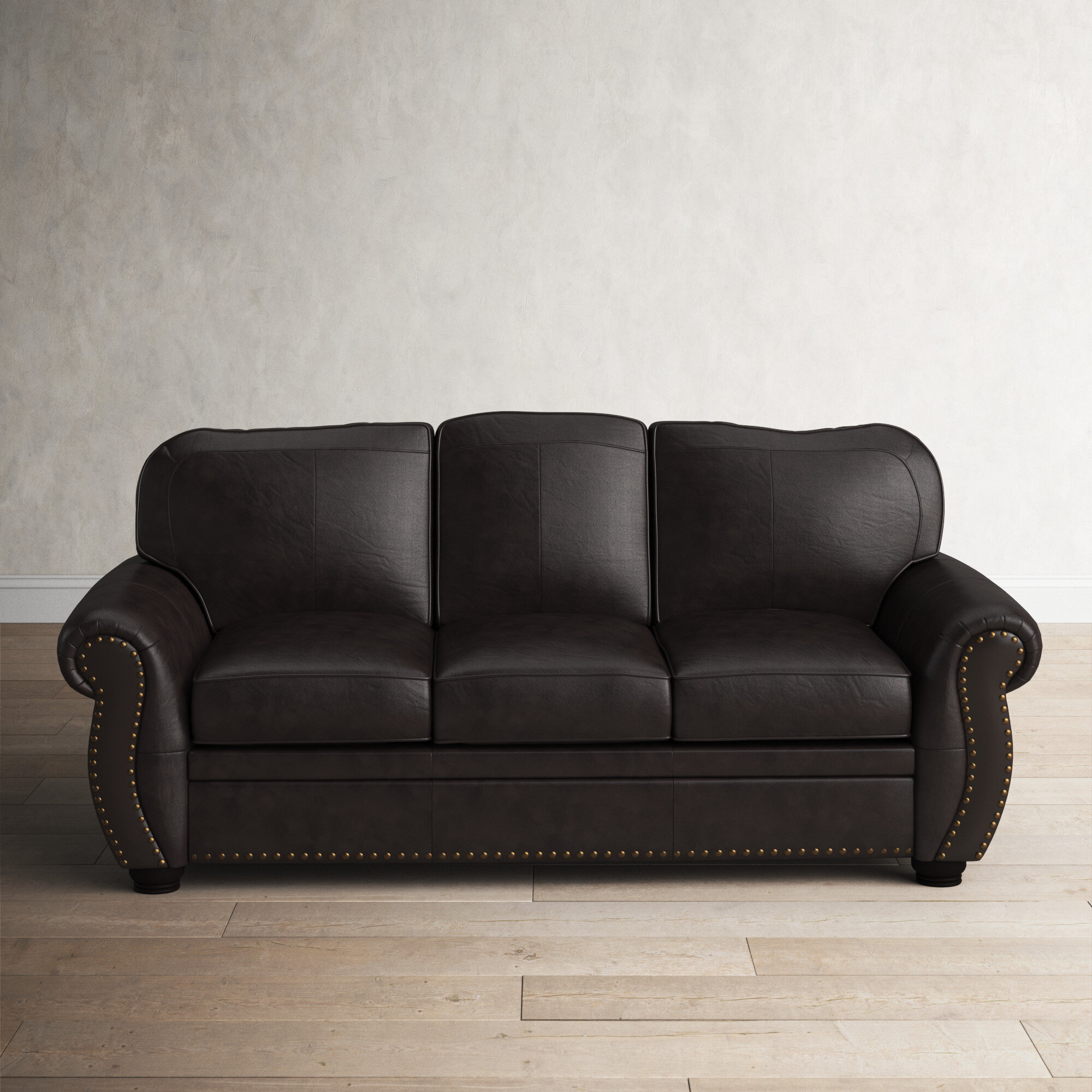 Ethridge 84” Genuine Leather Rolled Arm Sofa