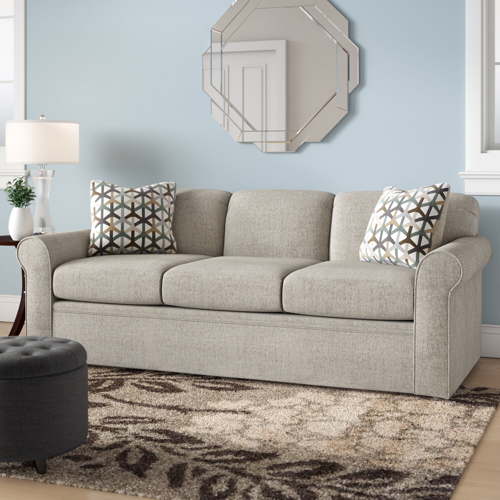 Small Couch for Small Spaces Grey SURFLINE Pull Out Couch Sleeper Sofa Bed Loveseat Sleeper with Memory Foam Mattress Twin Velvet Loveseat Sofa Bed with Storage Pocket and 2 Throw Pillows