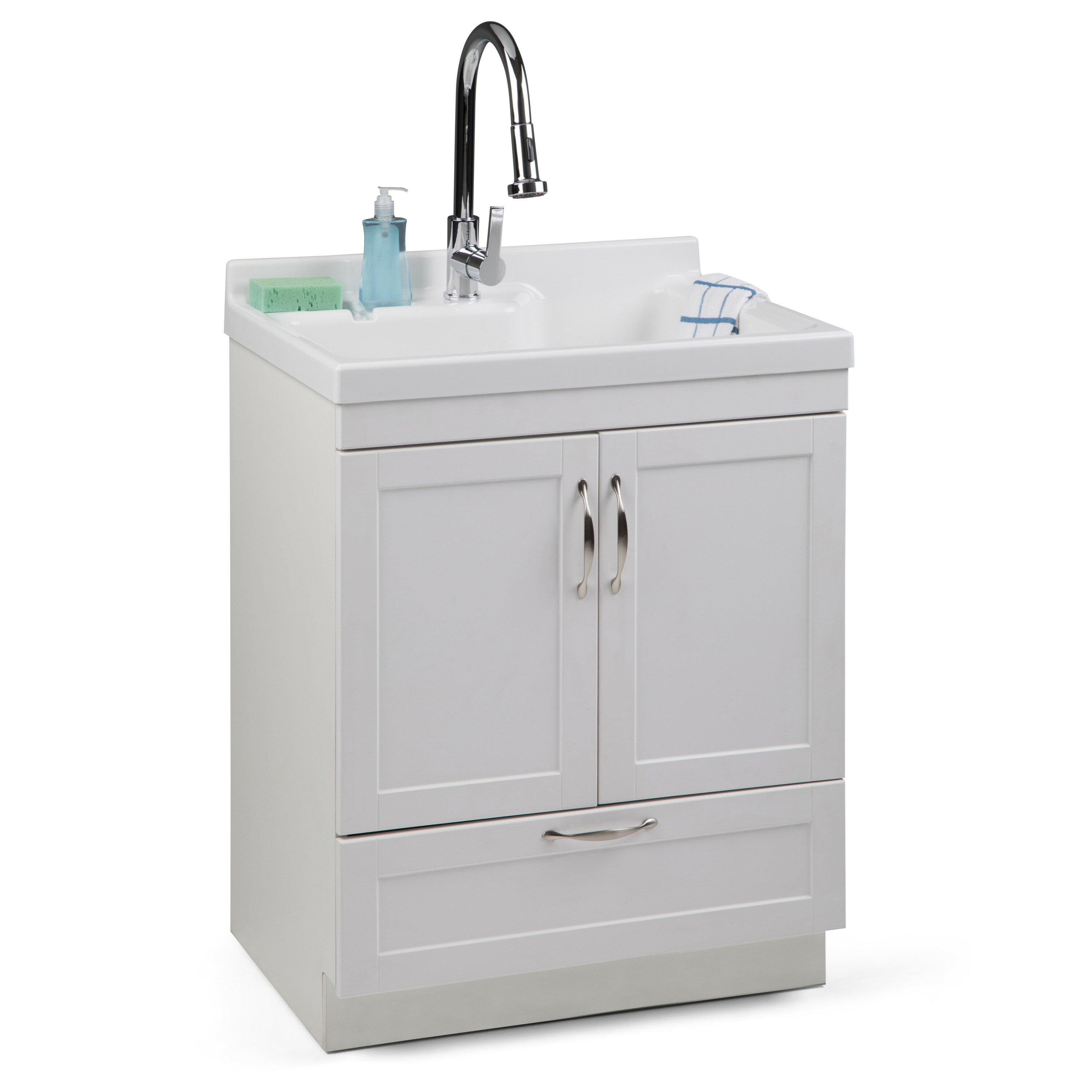 Freestanding Utility Sink Laundry Cabinet with Faucet Self contained 