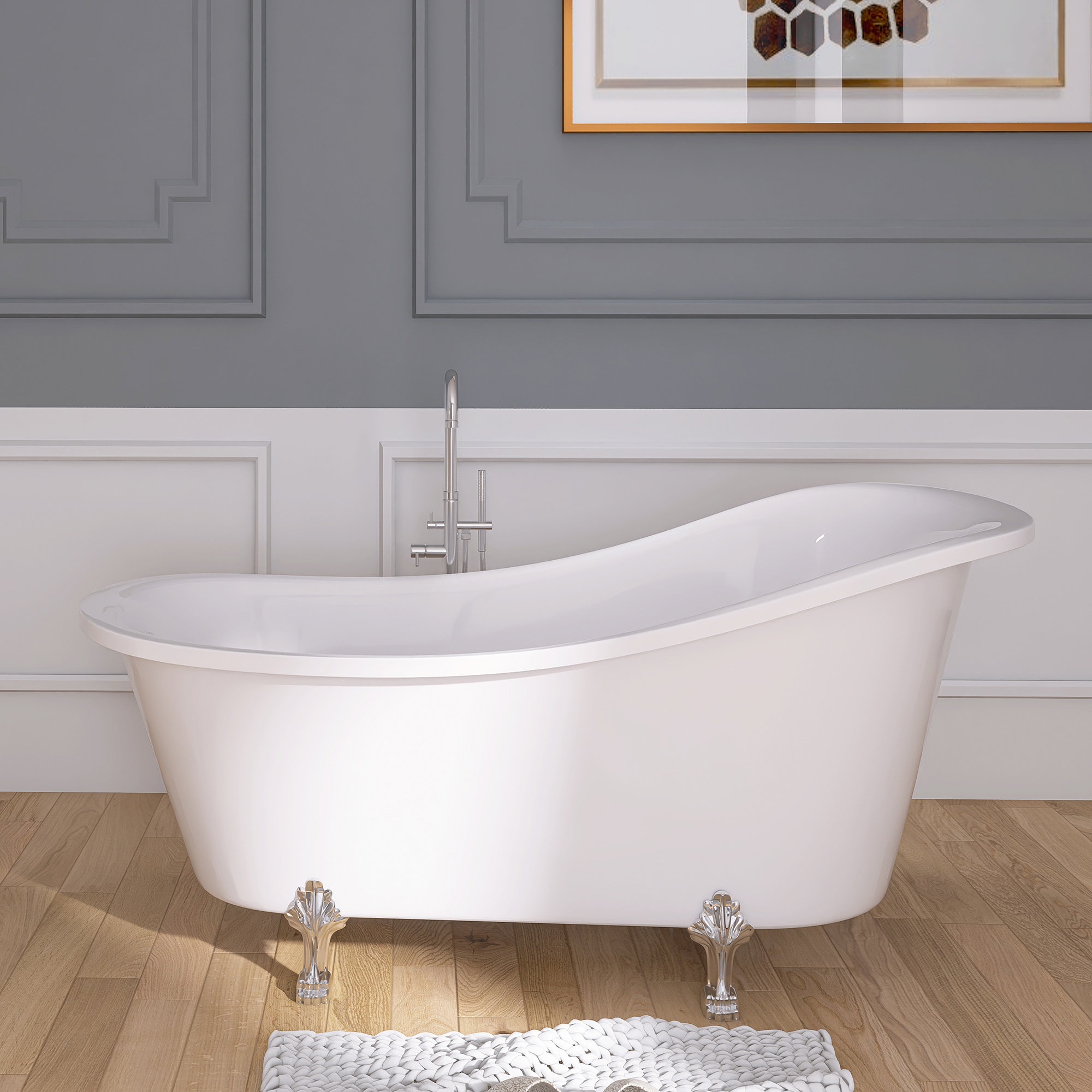 JimsMaison 59'' x 30.7'' Freestanding Soaking Acrylic Bathtub Wayfair