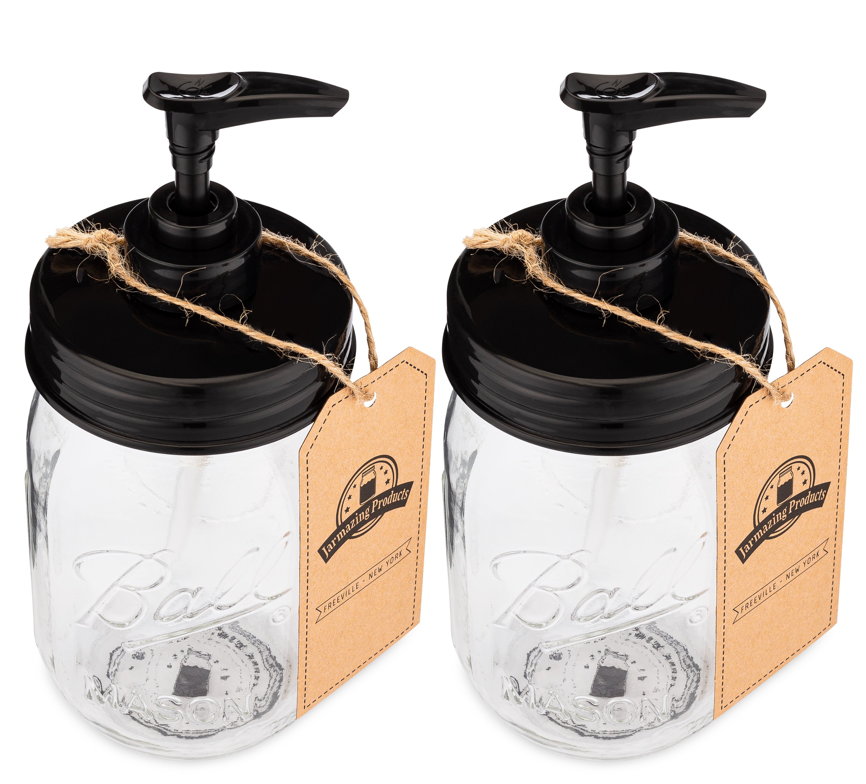 Jarmazing Products Mason Jar Foaming Soap Dispenser Lids Two Pack Black 