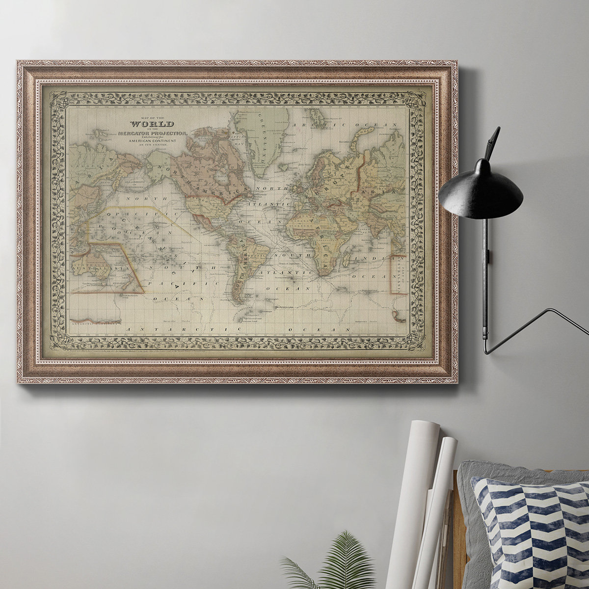 Williston Forge Mitchell''s World Map - Picture Frame Photograph on