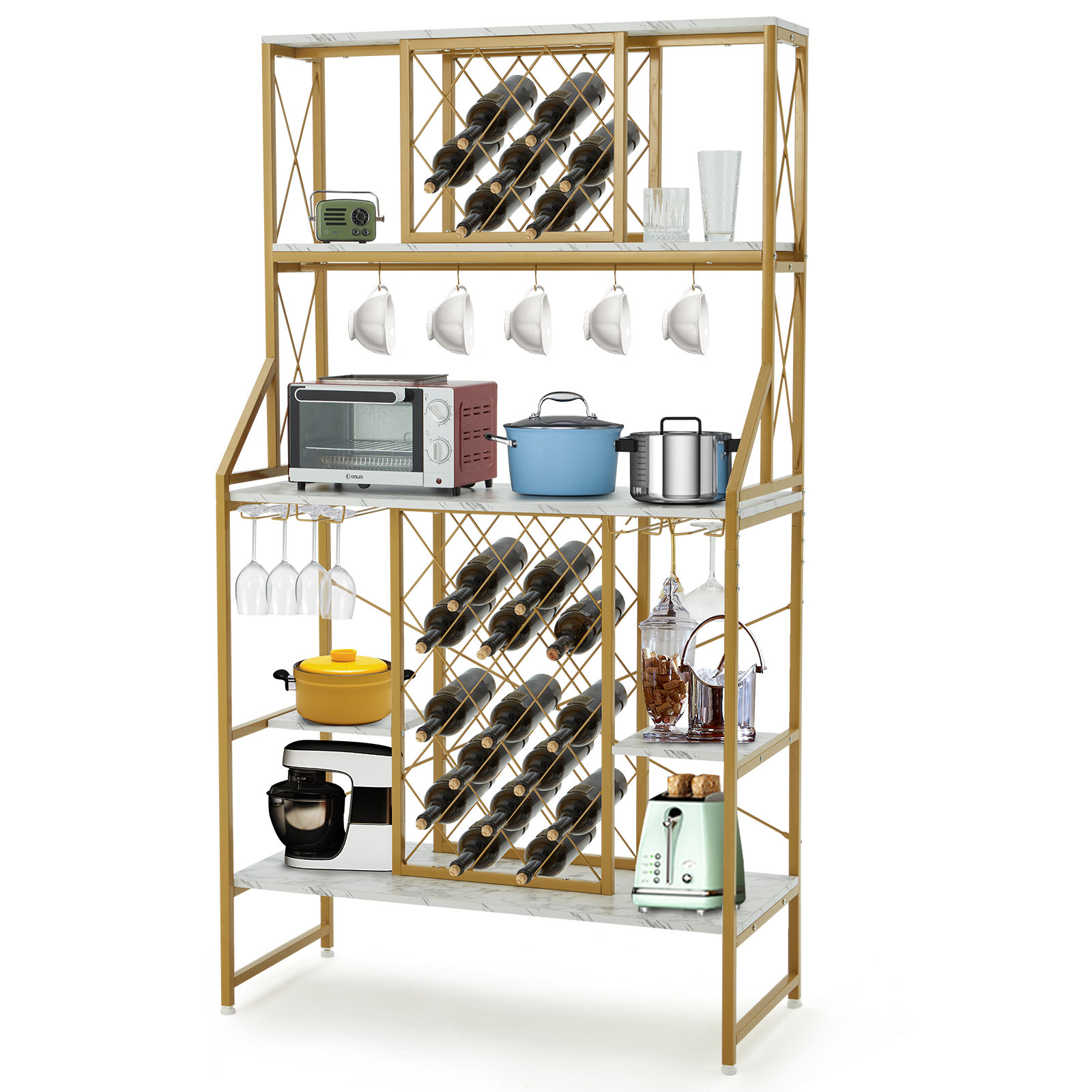 Everly Quinn Orea 39.4'' Steel Standard Baker's Rack with Microwave