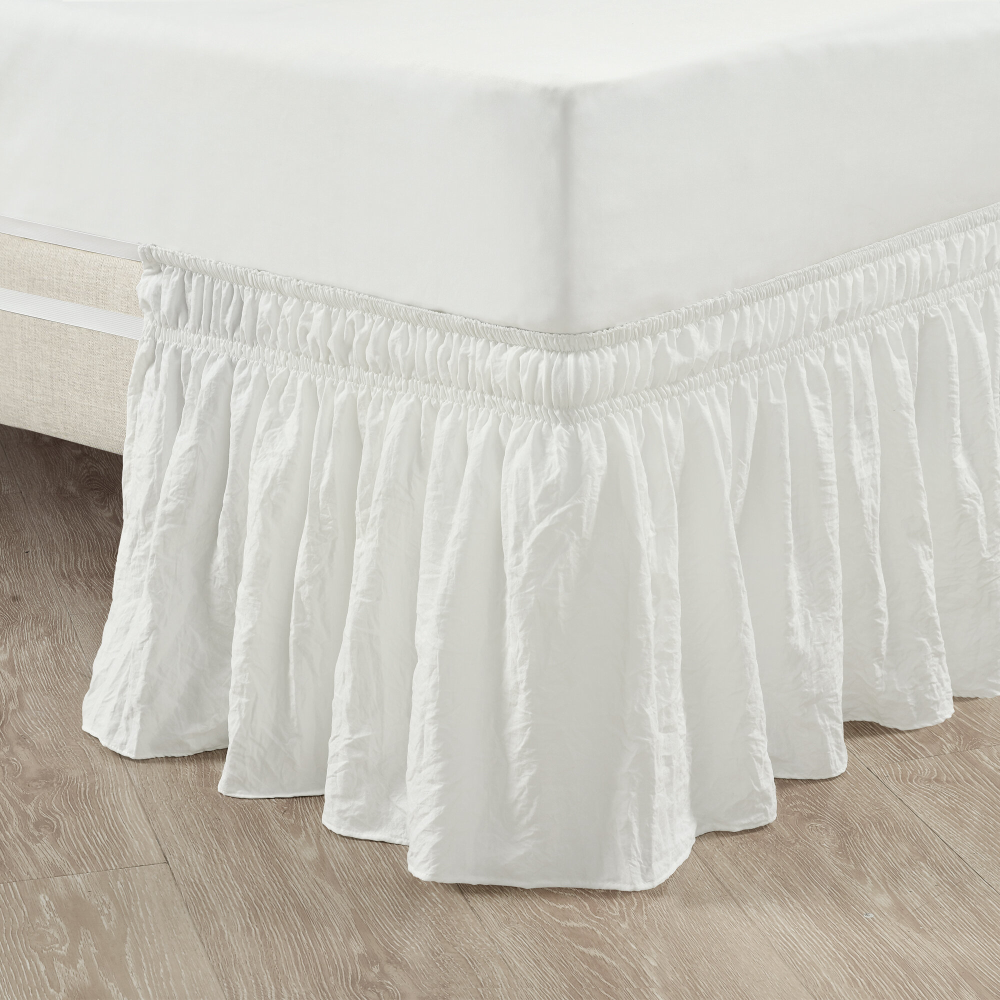 Elastic Bed Skirt Cover Dust Ruffle Wrap 14" Drop Twin Full Queen King 20 Colors 