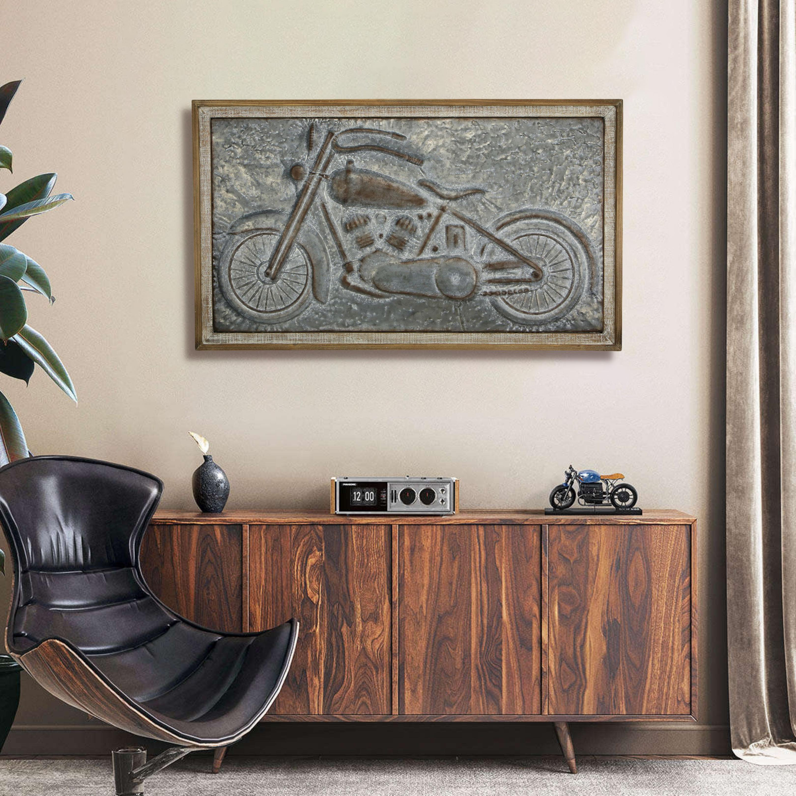 17 Stories Wood Framed Metal Motorcycle Wall Décor & Reviews Wayfair